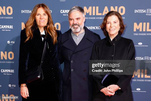 Roberta Armani, Andrea Camerana and Silvana Armani attend the red carpet premiere of the movie "Milano: The Inside Story Of Italian Fashion" at The...