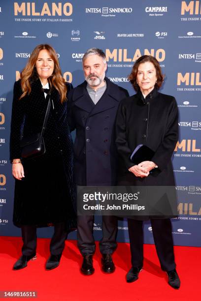 Roberta Armani, Andrea Camerana and Silvana Armani attend the red carpet premiere of the movie "Milano: The Inside Story Of Italian Fashion" at The...
