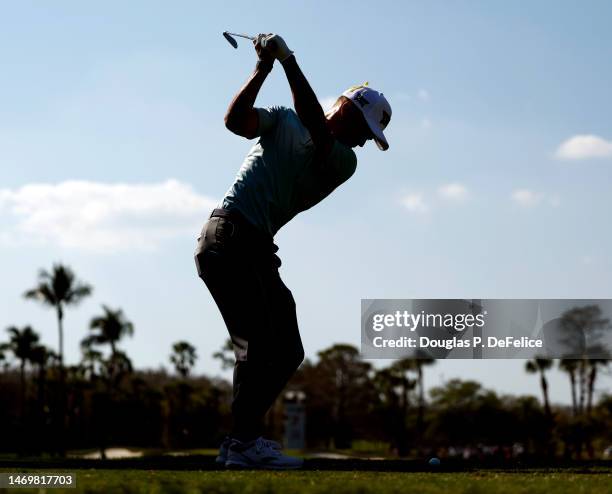 Eric Cole of the United States hits his first shot on the 7th hole during the final round of The Honda Classic at PGA National Resort And Spa on...