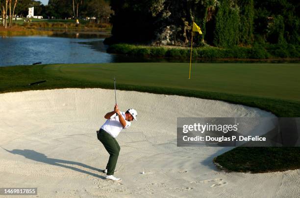 Ben Taylor of England hits his third shot on the 14th hole during the final round of The Honda Classic at PGA National Resort And Spa on February 26,...