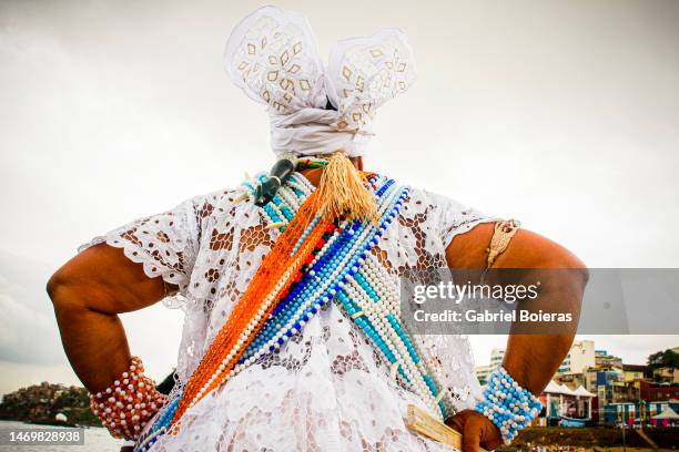 detail des traditionellen charakters in salvador - bahia - brasilien - iemanja stock-fotos und bilder