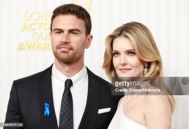 Theo James and Meghann Fahy attend the 29th Annual Screen Actors Guild Awards at Fairmont Century Plaza on February 26, 2023 in Los Angeles,...