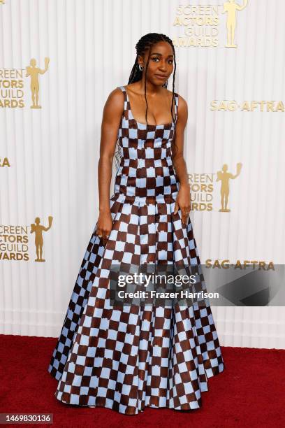 Ayo Edebiri attends the 29th Annual Screen Actors Guild Awards at Fairmont Century Plaza on February 26, 2023 in Los Angeles, California.