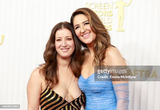 Jessy Hodges and D'Arcy Carden attend the 29th Annual Screen Actors Guild Awards at Fairmont Century Plaza on February 26, 2023 in Los Angeles,...