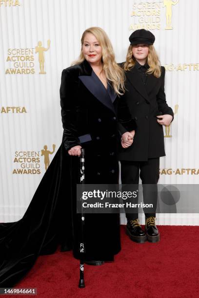 Christina Applegate and Sadie Grace LeNoble attend the 29th Annual Screen Actors Guild Awards at Fairmont Century Plaza on February 26, 2023 in Los...