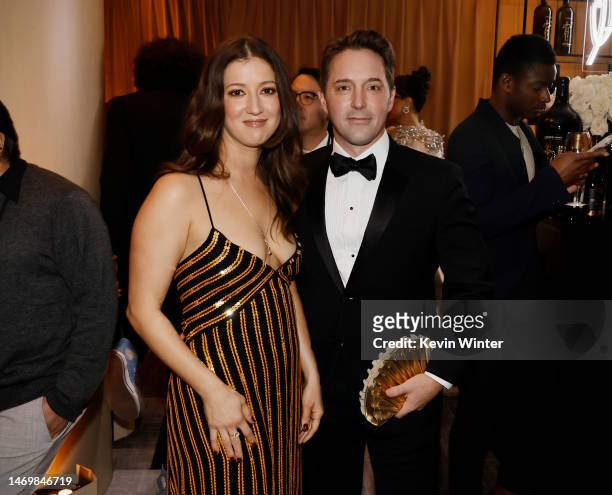 Jessy Hodges and Beck Bennett attend the 29th Annual Screen Actors Guild Awards at Fairmont Century Plaza on February 26, 2023 in Los Angeles,...