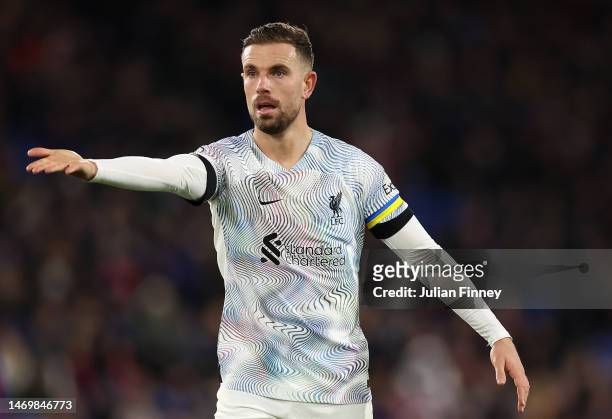 Jordan Henderson of Liverpool during the Premier League match between Crystal Palace and Liverpool FC at Selhurst Park on February 25, 2023 in...