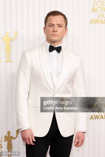 Taron Egerton attends the 29th Annual Screen Actors Guild Awards at Fairmont Century Plaza on February 26, 2023 in Los Angeles, California.