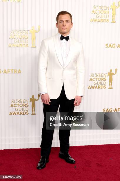 Taron Egerton attends the 29th Annual Screen Actors Guild Awards at Fairmont Century Plaza on February 26, 2023 in Los Angeles, California.