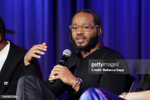 Ryan Coogler speaks onstage at Careers in Music: The Making of "Black Panther: Wakanda Forever" Soundtrack at The GRAMMY Museum on February 26, 2023...