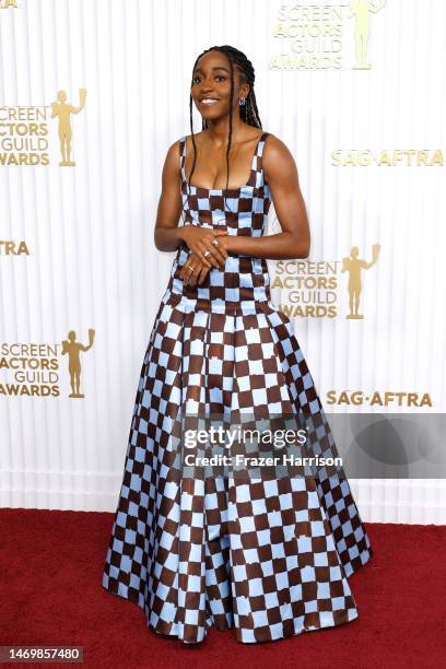 Ayo Edebiri attends the 29th Annual Screen Actors Guild Awards at Fairmont Century Plaza on February 26, 2023 in Los Angeles, California.