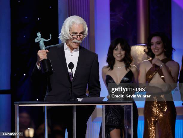 Sam Elliott accepts the Outstanding Performance by a Male Actor in a Television Movie or Limited Series award for “1883” onstage during the 29th...