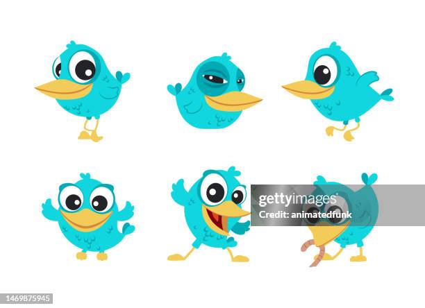 blue bird vector illustrations - cartoon bird stock illustrations