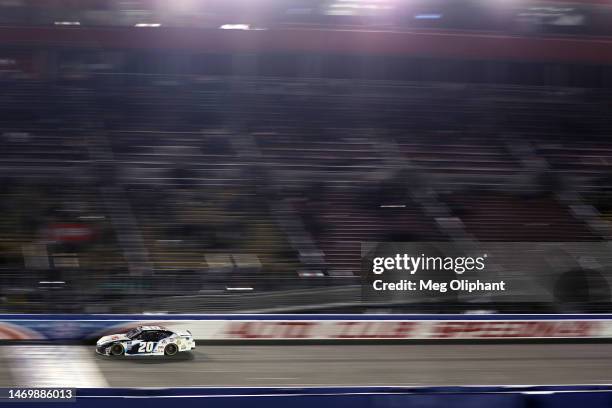 John Hunter Nemechek, driver of the Vons/Albertsons Toyota, drives during the NASCAR Xfinity Series Production Alliance Group 300 at Auto Club...