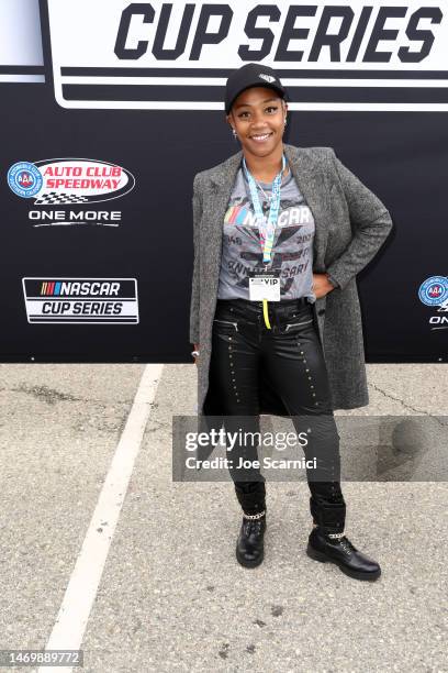 Tiffany Haddish poses for a photo on the red carpet prior to the NASCAR Cup Series Pala Casino 400 at Auto Club Speedway on February 26, 2023 in...