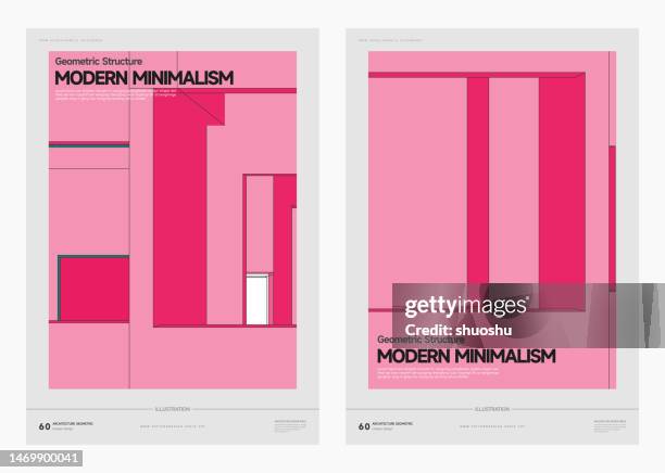 modern minimalism geometric line structure interior space pattern cover design template background - magazine cover stock illustrations