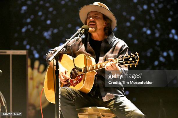 Eddie Vedder performs during the 2023 Innings Festival at Tempe Beach Park on February 26, 2023 in Tempe, Arizona.