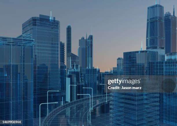 blue data 3d urban architecture - big data center stock pictures, royalty-free photos & images