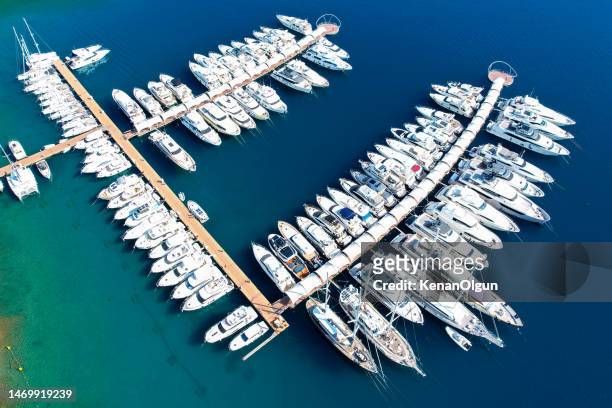 yachts moored in the marina. blue voyage. boat tour. - marina stock pictures, royalty-free photos & images