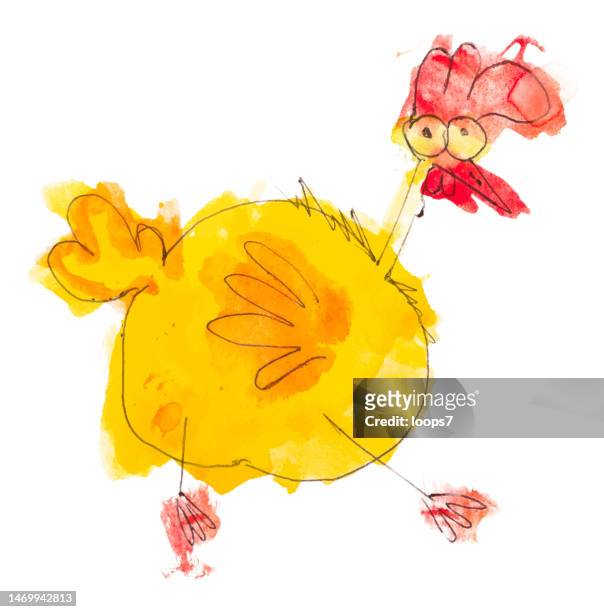 chicken child's drawing & painting - chicken cartoons stock illustrations