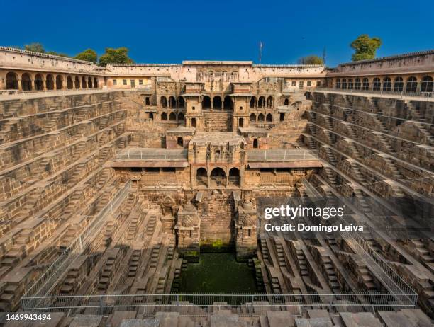 a panoramic view of chand baori stepwell - abhaneri fotografías e imágenes de stock