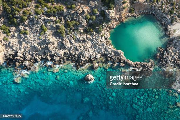 secret natural lake - crete, greece - crete scenics stock pictures, royalty-free photos & images