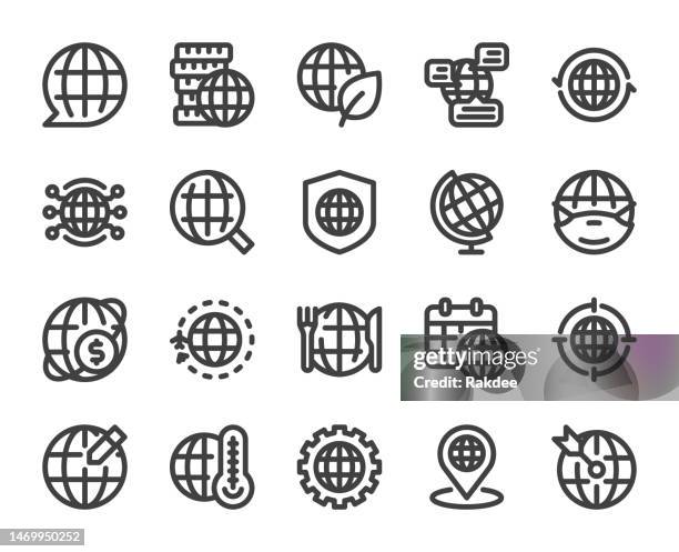 globe - bold line icons - food warehouse stock illustrations