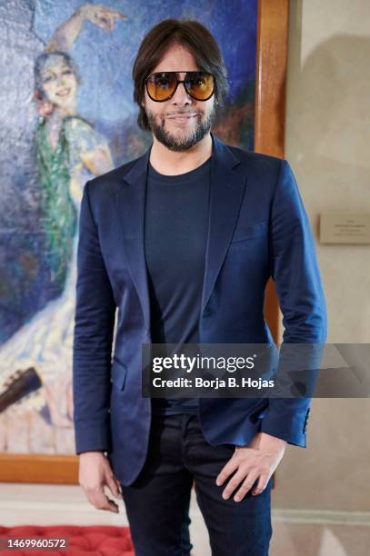 Spanish flamenco dancer Joaquin Cortes poses to the photographers during presentation of the "Esencia" Tour at Teatro Real on February 27, 2023 in...