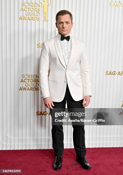 Taron Egerton attends the 29th Annual Screen Actors Guild Awards at Fairmont Century Plaza on February 26, 2023 in Los Angeles, California.