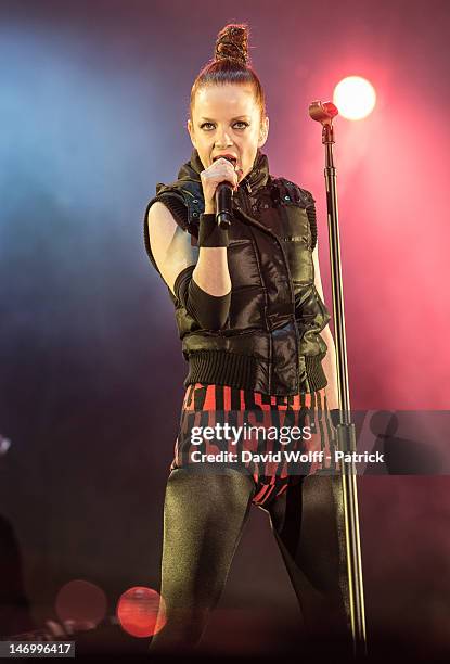 Shirley Manson from Garbage performs at Festival Solidays at Hippodrome de Longchamp on June 24, 2012 in Paris, France.