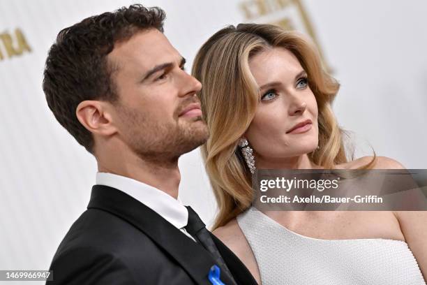 Theo James and Meghann Fahy attend the 29th Annual Screen Actors Guild Awards at Fairmont Century Plaza on February 26, 2023 in Los Angeles,...