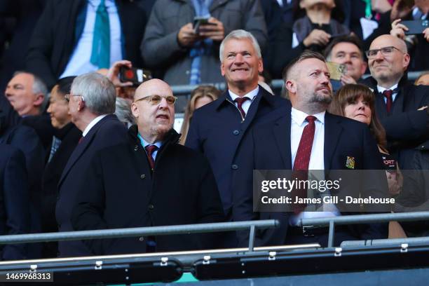 Avram Glazer, co-owner of Manchester United, looks on during the Carabao Cup Final match between Manchester United and Newcastle United at Wembley...