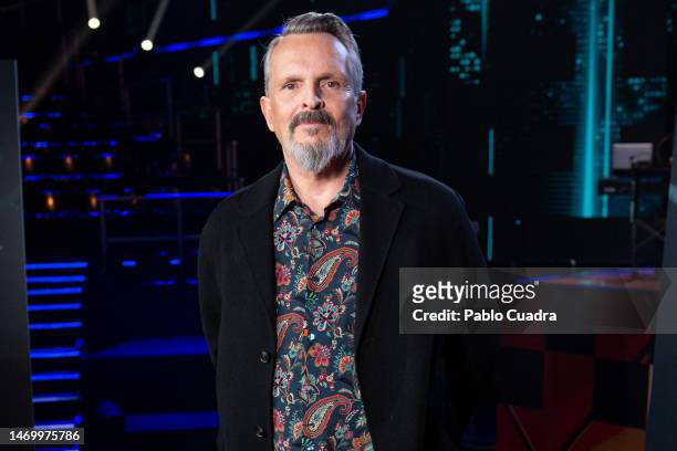 Spanish singer Miguel Bose attends "Cover Night" photocall presented by RTVE on February 27, 2023 in Leganes, Spain.
