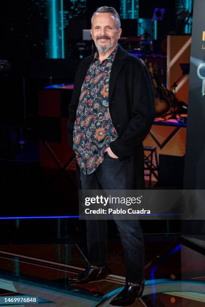 Spanish singer Miguel Bose attends "Cover Night" photocall presented by RTVE on February 27, 2023 in Leganes, Spain.