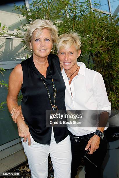 Actress Meredith Baxter and her partner actress Nancy Locke attend "Outfest VIP Women's Soiree" at Gallery Lofts on June 24, 2012 in Los Angeles,...