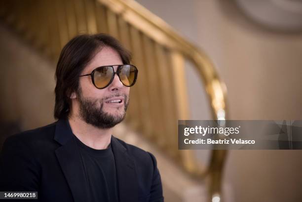 Spanish flamenco dancer Joaquin Cortes poses to the photographers during presentation of the "Esencia" Tour at Teatro Real on February 27, 2023 in...