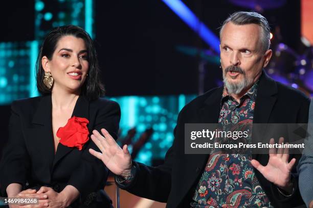 Ruth Lorenzo and Miguel Bose during the press conference presentation of TVE's television program 'Cover Night' on February 27 in Madrid, Spain.