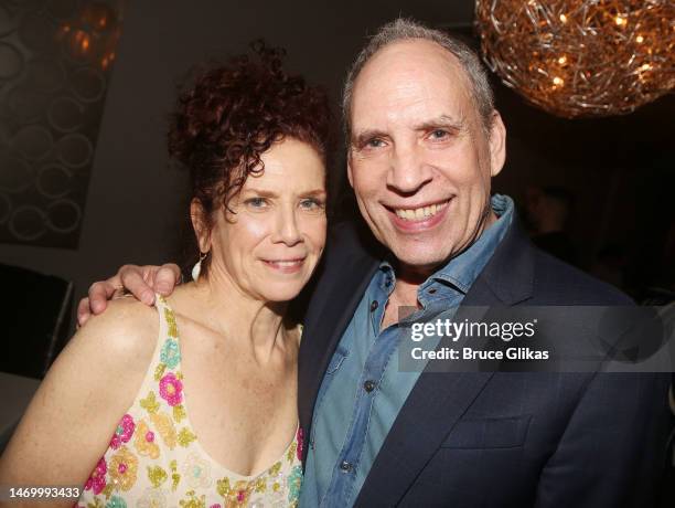 Amy Stiller and Daniel Orestes pose at the opening night party for The New Group production of the play "The Seagull/Woodstock, NY" at Etcetera...