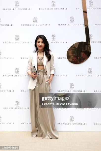 Tamia Liu Tao is seen at the Brunello Cucinelli Fall-Winter 23/24 Women Collection Presentation during Milan Fashion Week on February 22, 2023 in...