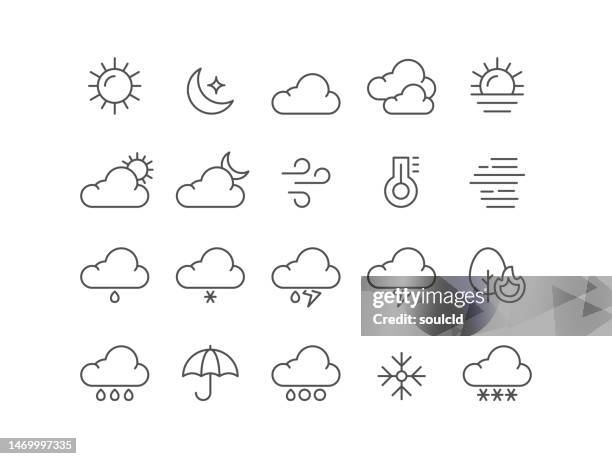 weather icons - windy rainy weather stock illustrations
