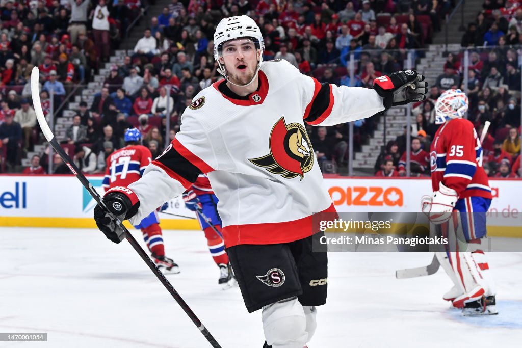Batherson Drake Batherson of the Ottawa Senators celebrates his goal during the ...
