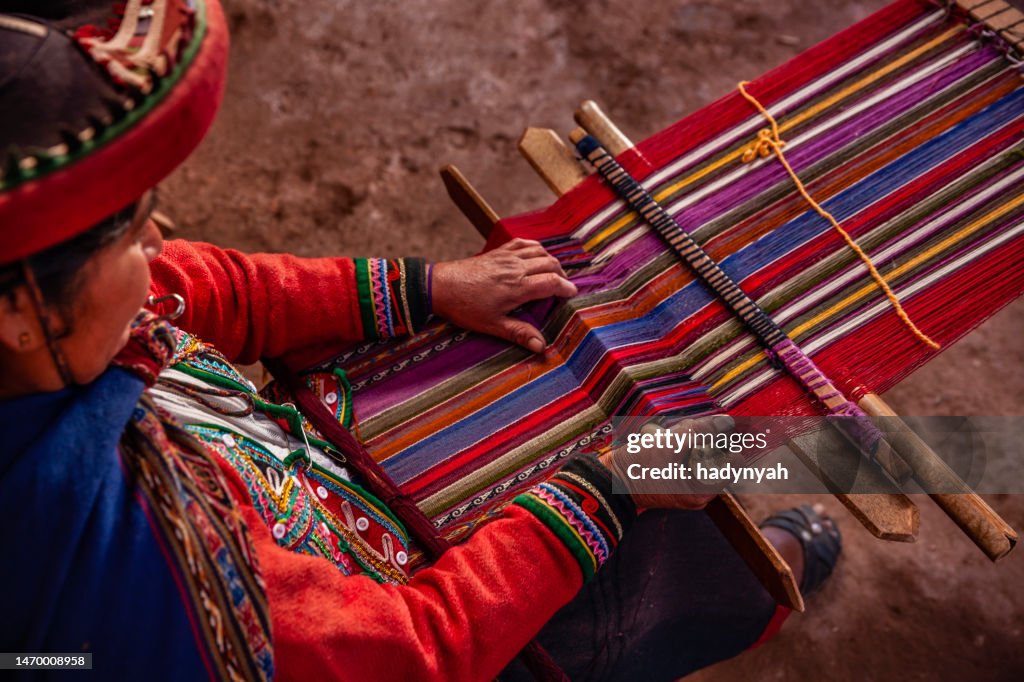 Peruvian woman weaving, The Sacred Valley, Chinchero