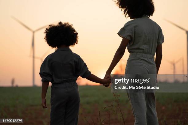 the green technology industry produces fuel and energy from wind energy. - action climatique photos et images de collection