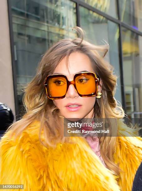 Model Suki Waterhouse is seen outside the"Toaday Show" on February 27, 2023 in New York City.