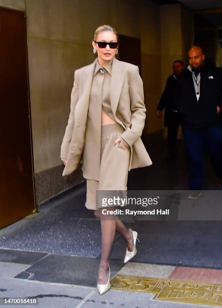 Model Gigi Hadid is seen outside the "Today Show"on February 27, 2023 in New York City.