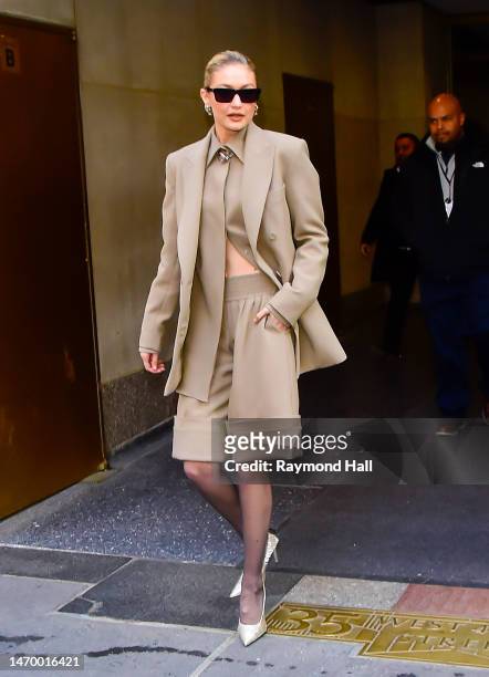 Model Gigi Hadid is seen outside the "Today Show"on February 27, 2023 in New York City.