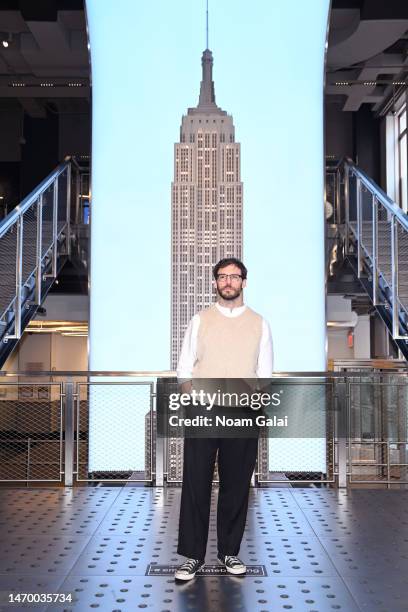 Sam Claflin attends as the cast of Daisy Jones & The Six visits The Empire State Building ahead of its upcoming premiere at The Empire State Building...