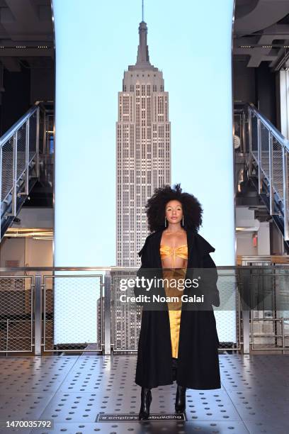 Nabiyah Be attends as the cast of Daisy Jones & The Six visits The Empire State Building ahead of its upcoming premiere at The Empire State Building...