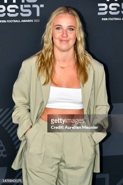 Beth Mead poses for a photo on the Green Carpet ahead of The Best FIFA Football Awards 2022 on February 27, 2023 in Paris, France.