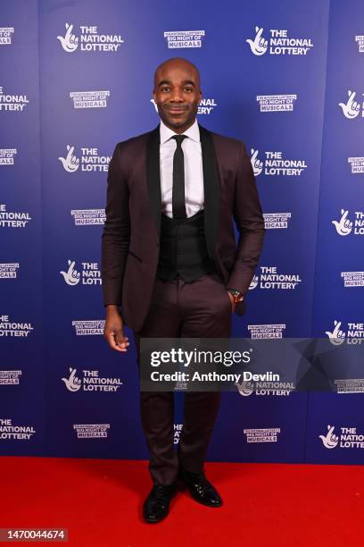 Ore Oduba attends The National Lottery's Big Night Of Musicals red carpet. The show will air in Spring on BBC One. At AO Arena on February 27, 2023...